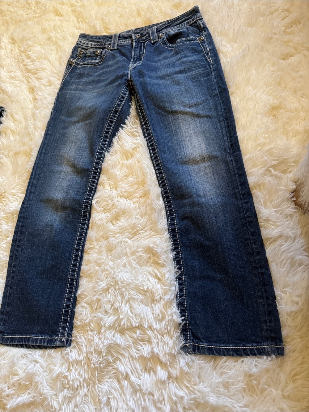 Miss Me Dark Blue Cropped Bootcut Jeans
